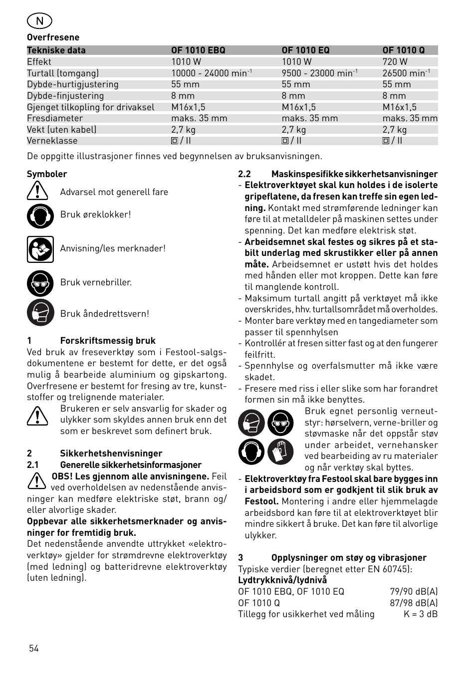 Festool OF 1010 EBQ User Manual | Page 54 / 80