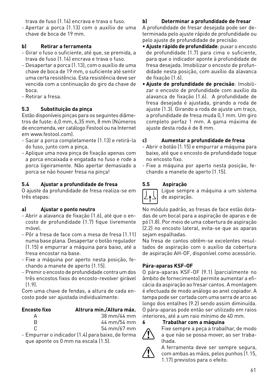 Festool OF 1010 EBQ User Manual | Page 61 / 80