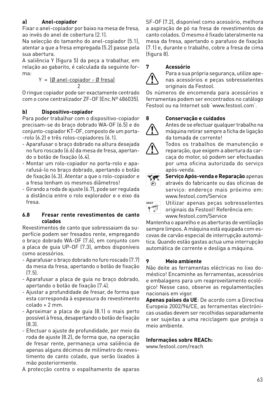Festool OF 1010 EBQ User Manual | Page 63 / 80