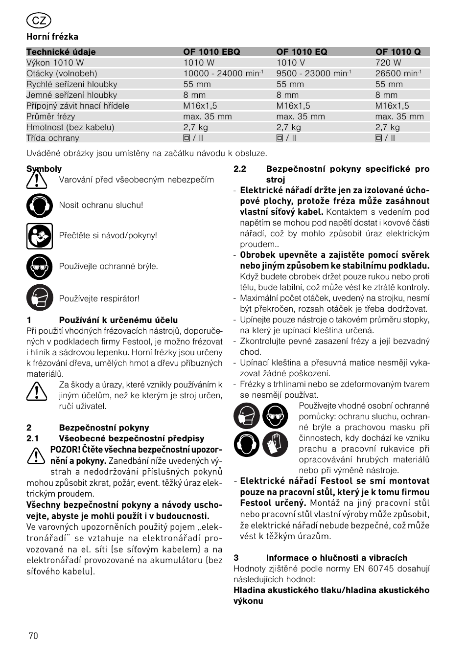 Festool OF 1010 EBQ User Manual | Page 70 / 80