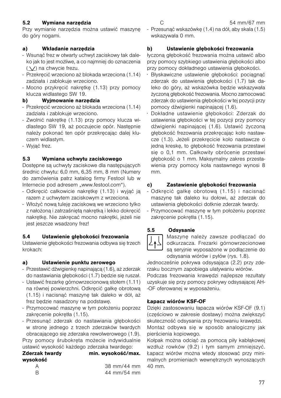 Festool OF 1010 EBQ User Manual | Page 77 / 80