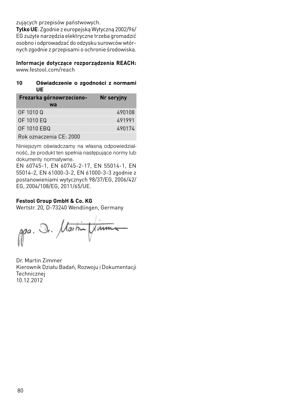 Festool OF 1010 EBQ User Manual | Page 80 / 80
