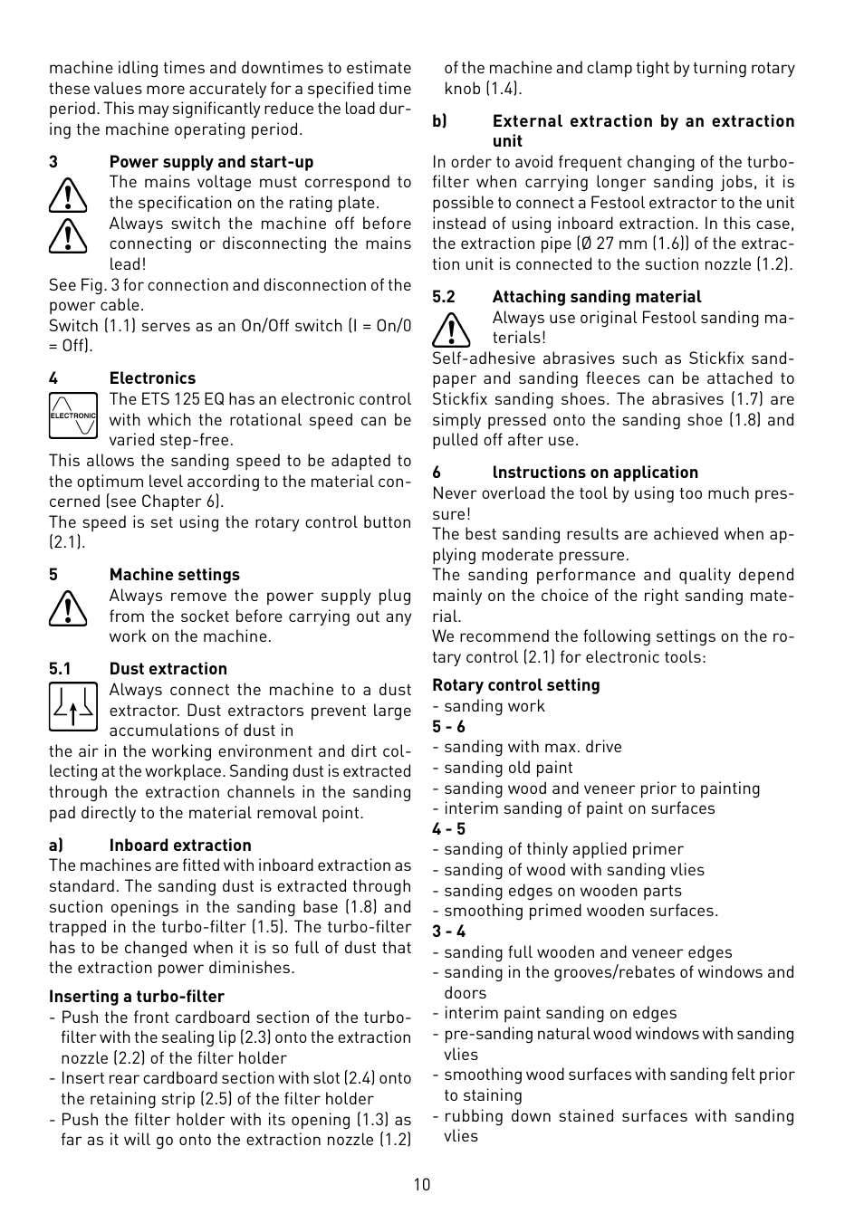 Festool ETS 125 Q-EQ User Manual | Page 10 / 46