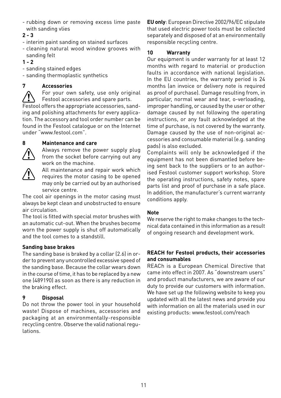 Festool ETS 125 Q-EQ User Manual | Page 11 / 46