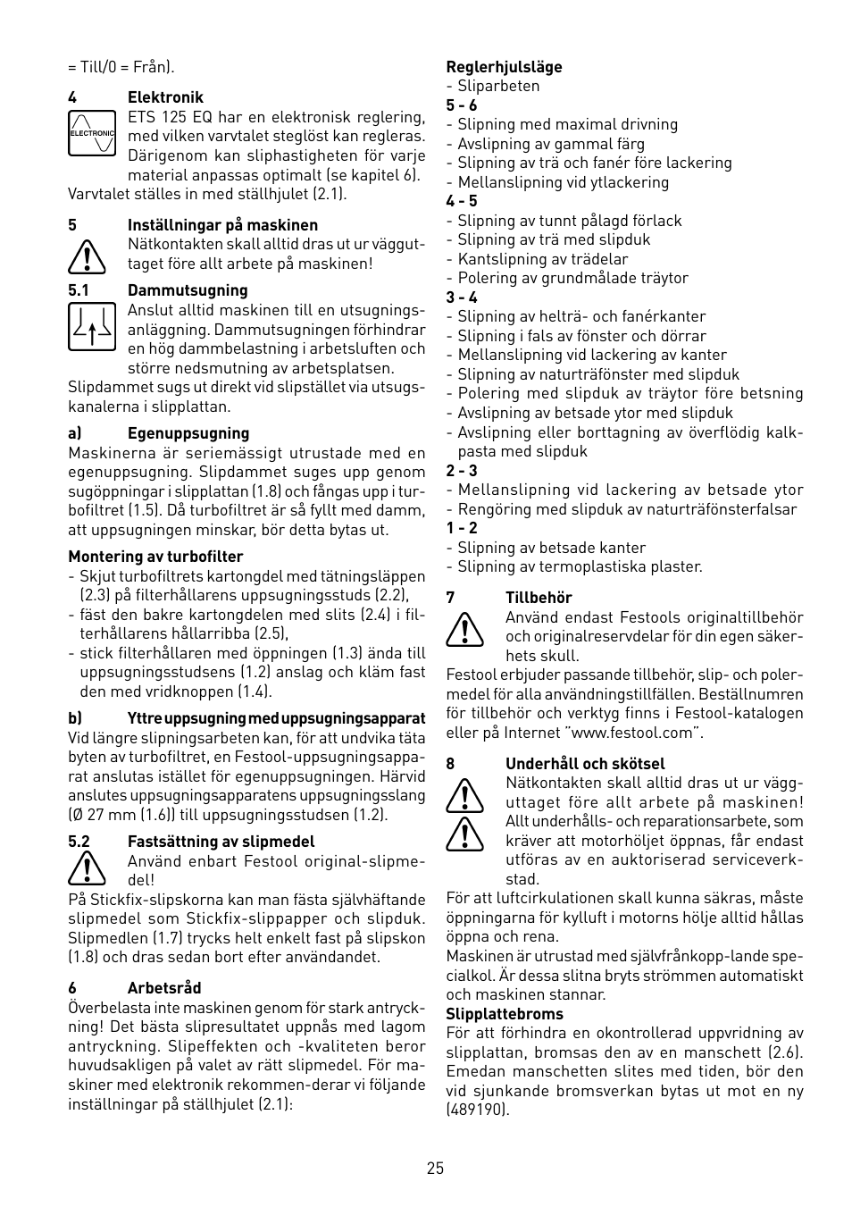 Festool ETS 125 Q-EQ User Manual | Page 25 / 46