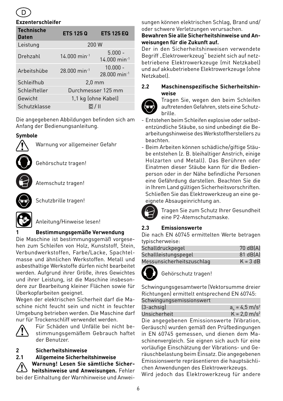 Festool ETS 125 Q-EQ User Manual | Page 6 / 46