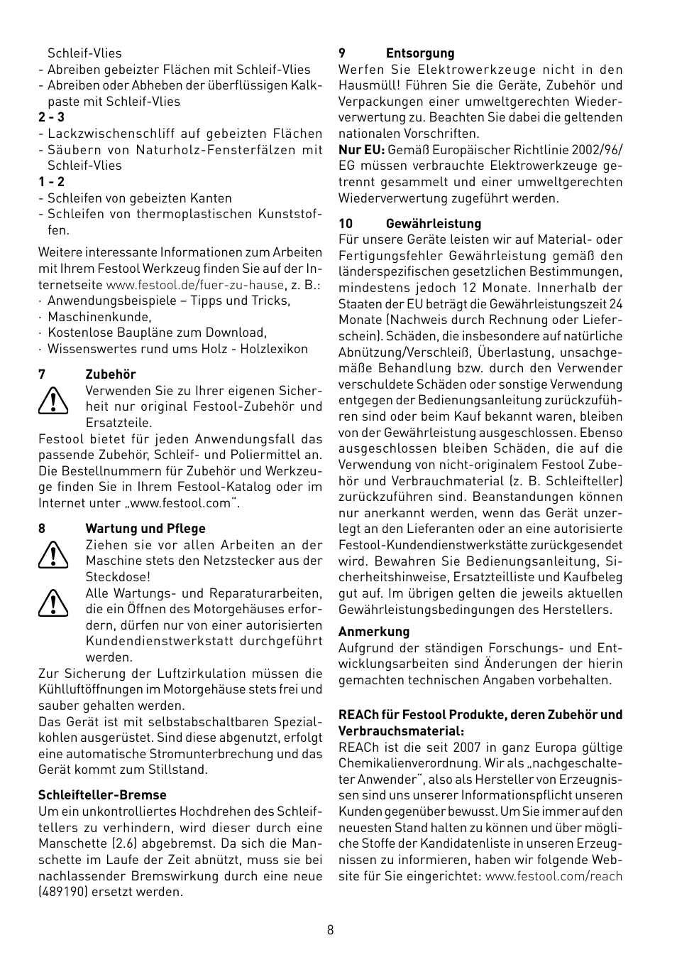 Festool ETS 125 Q-EQ User Manual | Page 8 / 46