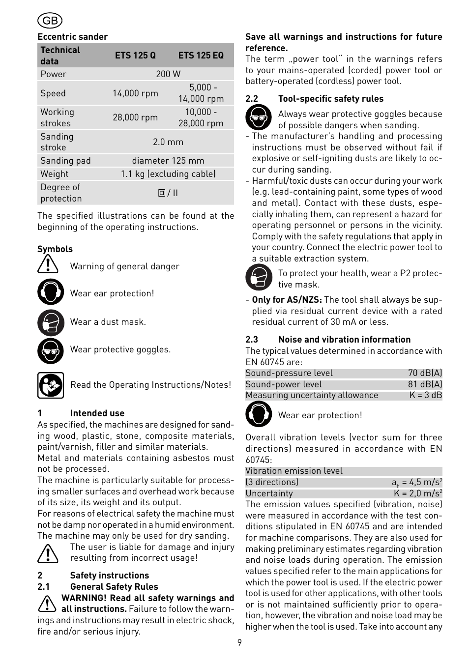 Festool ETS 125 Q-EQ User Manual | Page 9 / 46