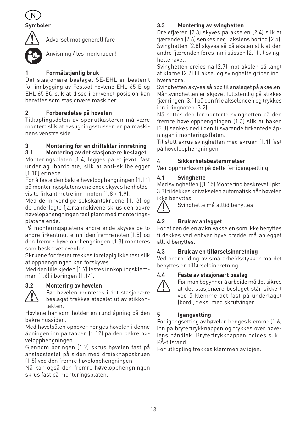 Festool SE-EHL User Manual | Page 13 / 30