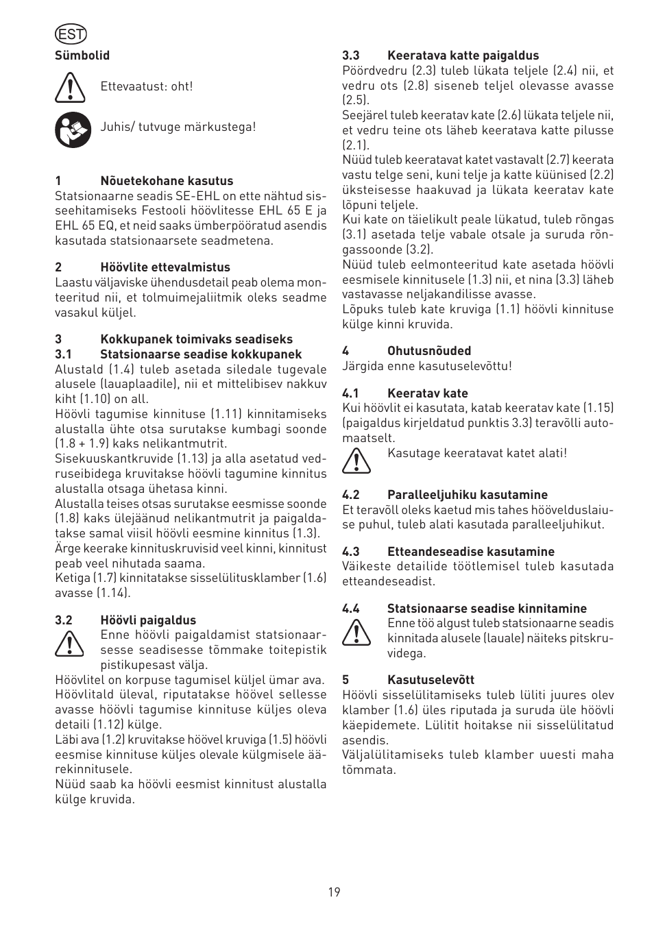 Festool SE-EHL User Manual | Page 19 / 30