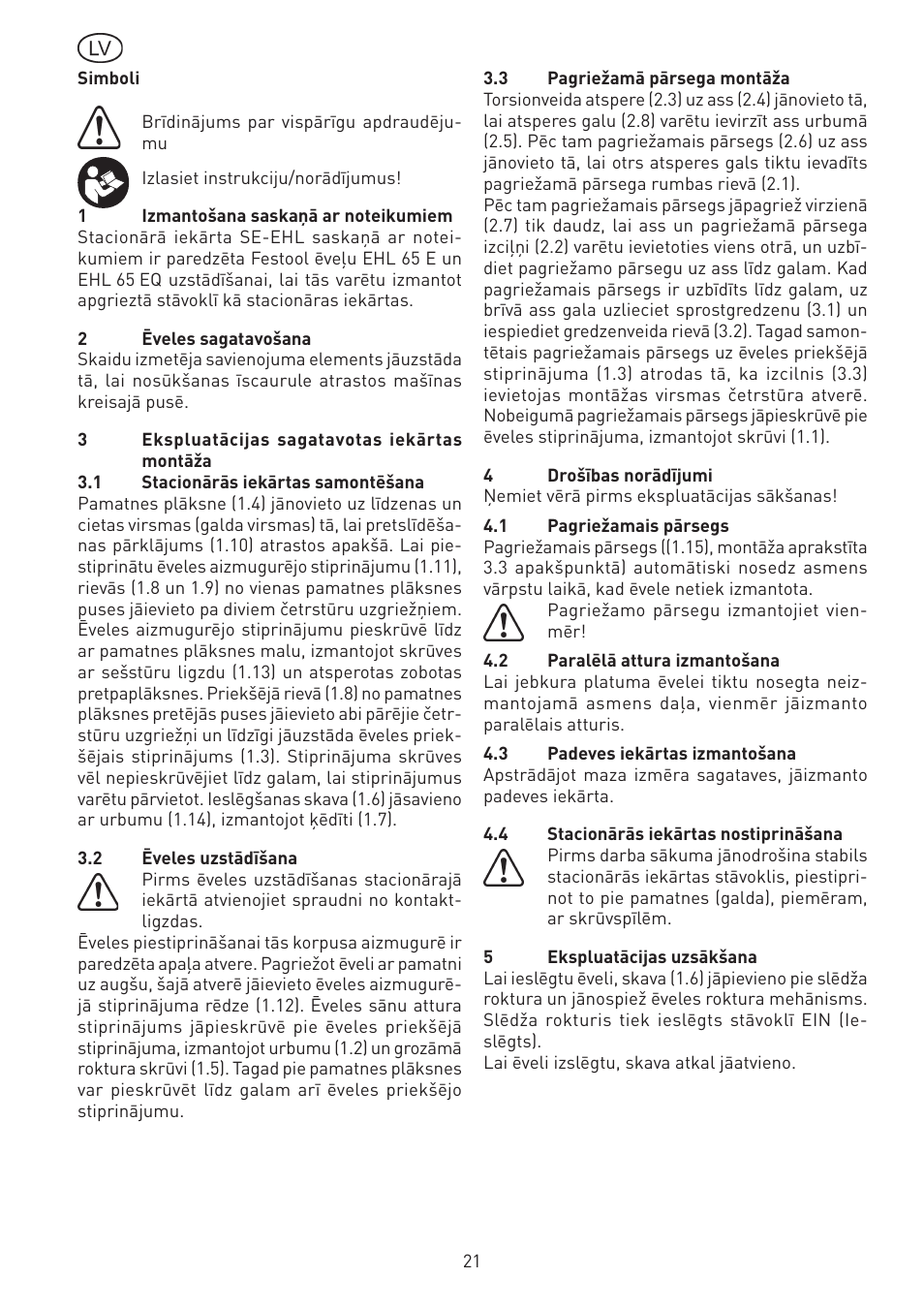 Festool SE-EHL User Manual | Page 21 / 30