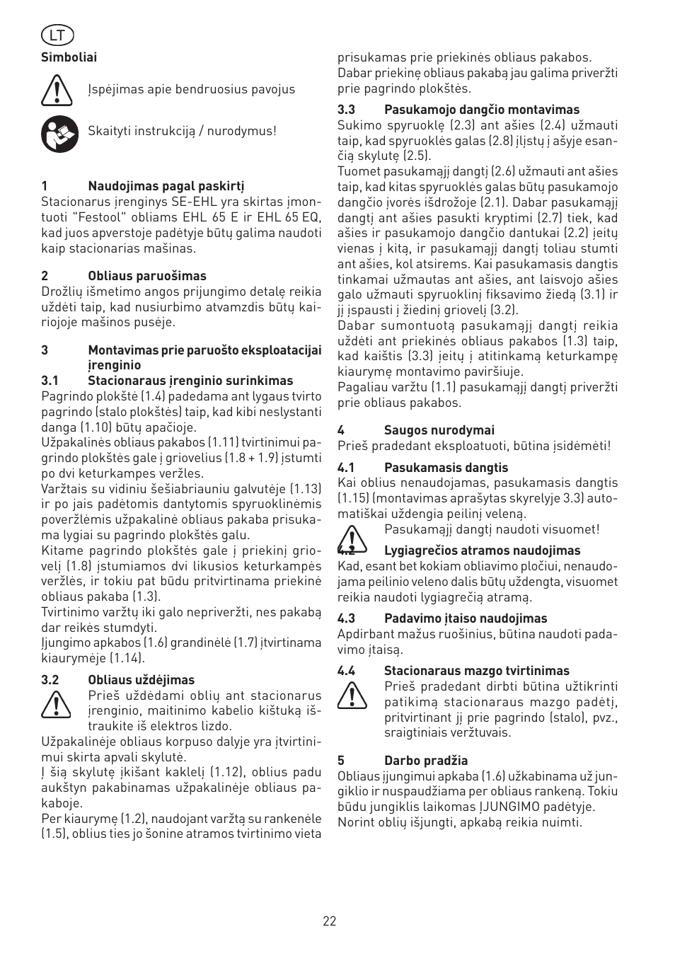 Festool SE-EHL User Manual | Page 22 / 30