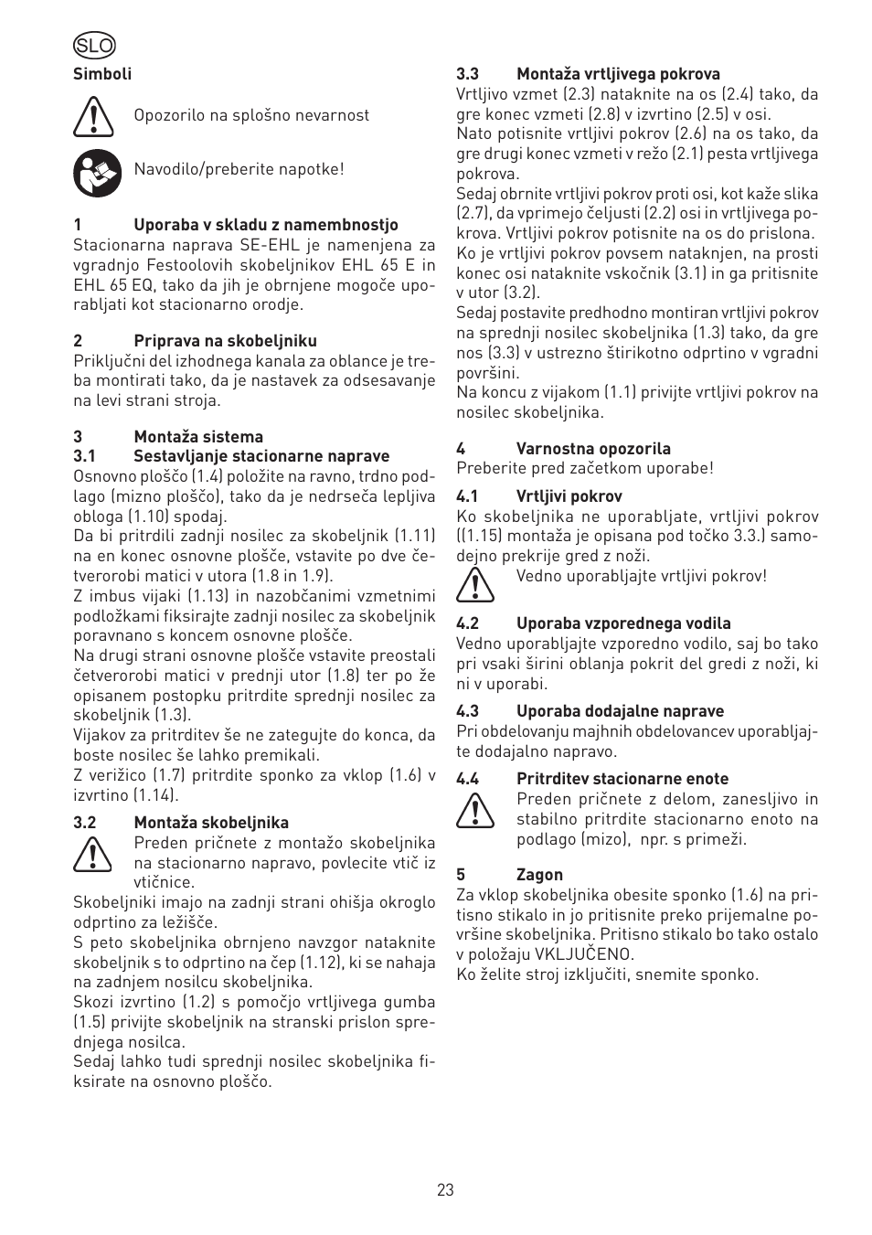 Festool SE-EHL User Manual | Page 23 / 30