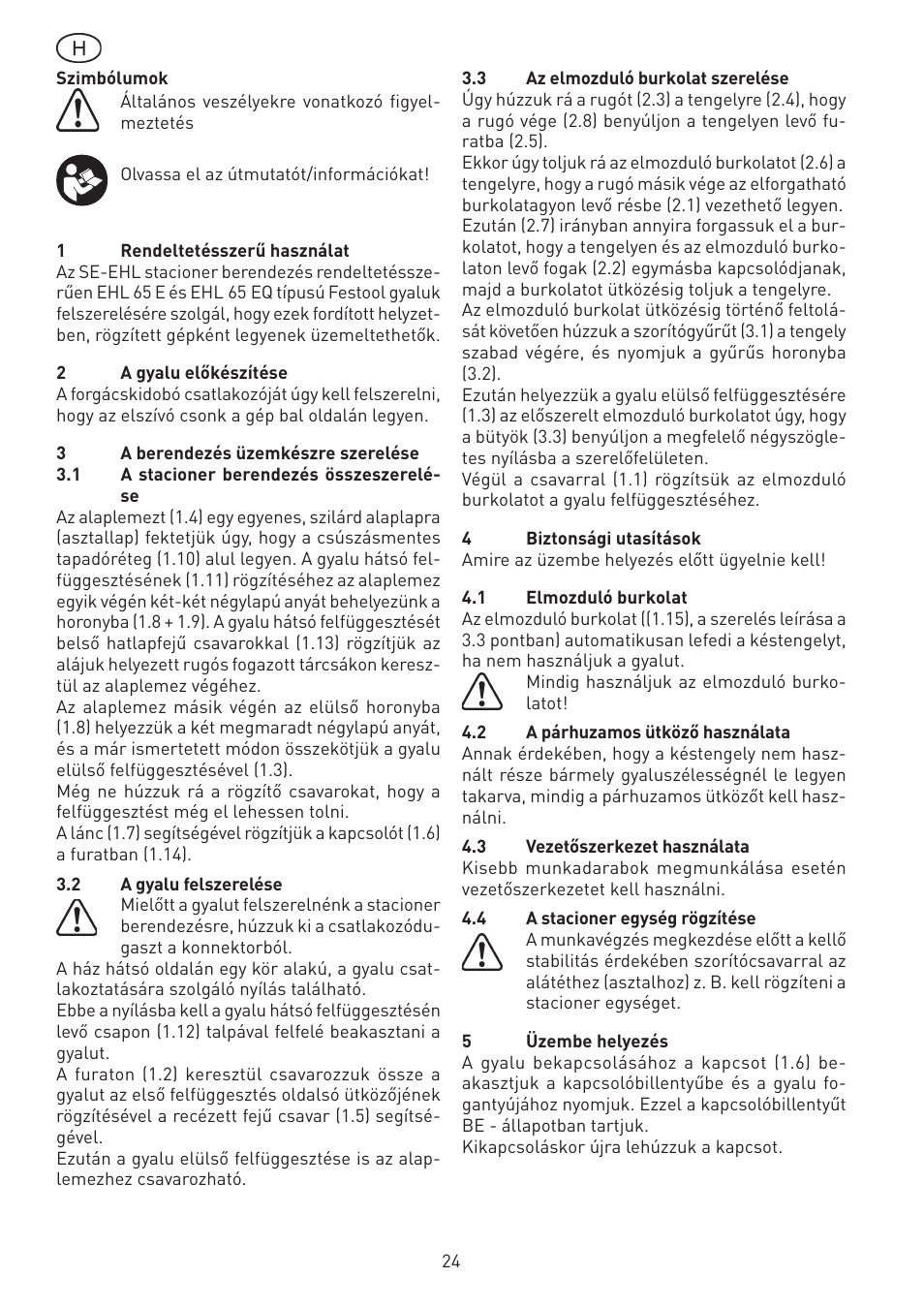 Festool SE-EHL User Manual | Page 24 / 30
