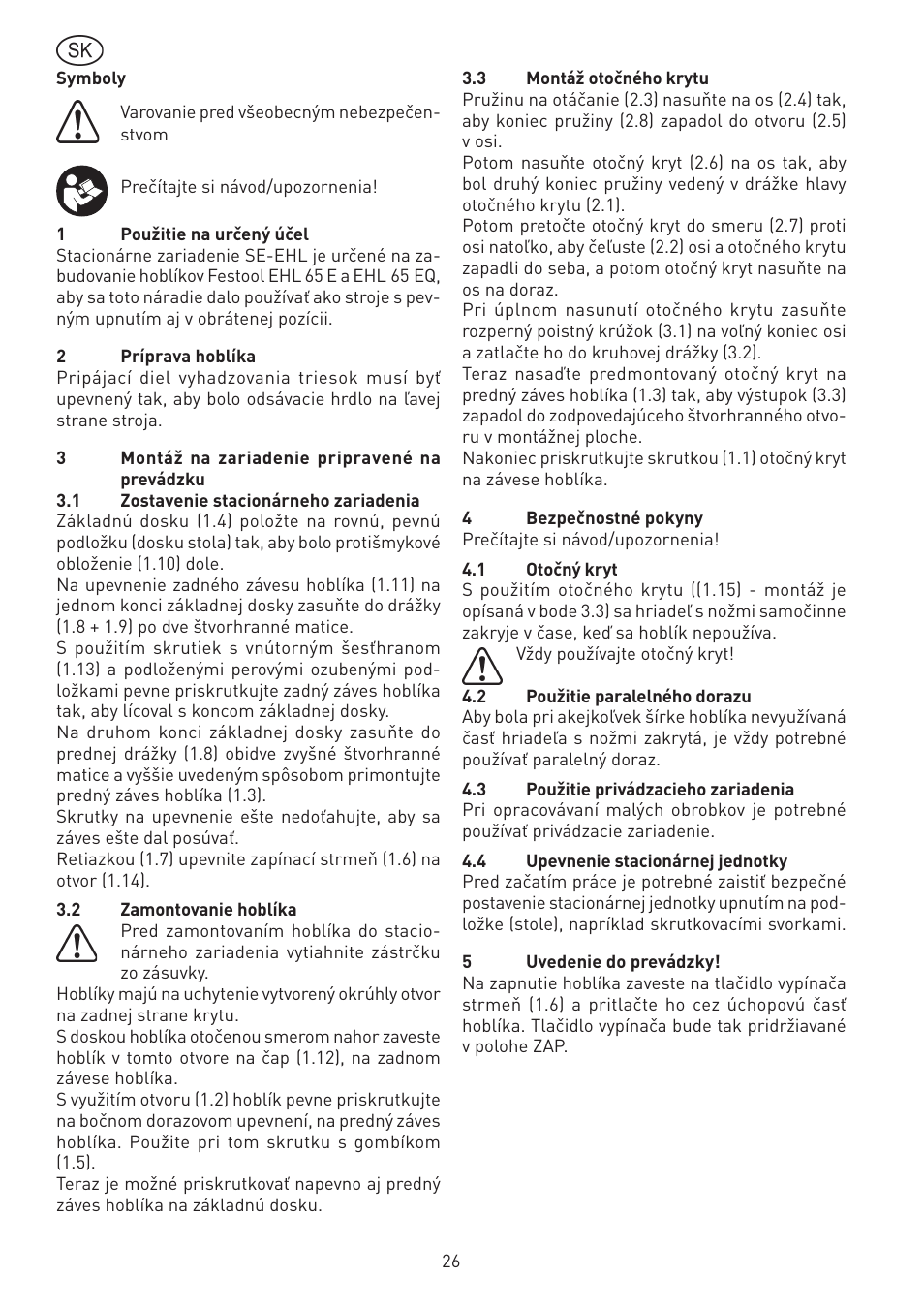 Festool SE-EHL User Manual | Page 26 / 30