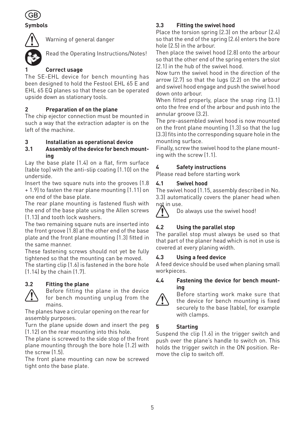Festool SE-EHL User Manual | Page 5 / 30