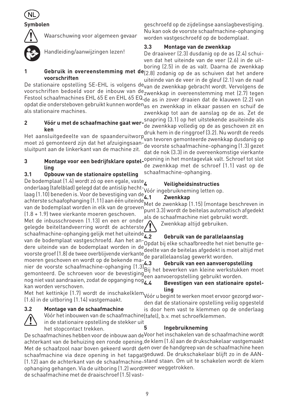 Festool SE-EHL User Manual | Page 9 / 30