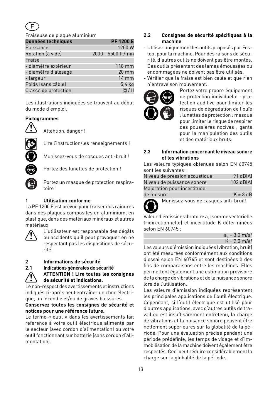 Festool PF 1200 E User Manual | Page 13 / 56
