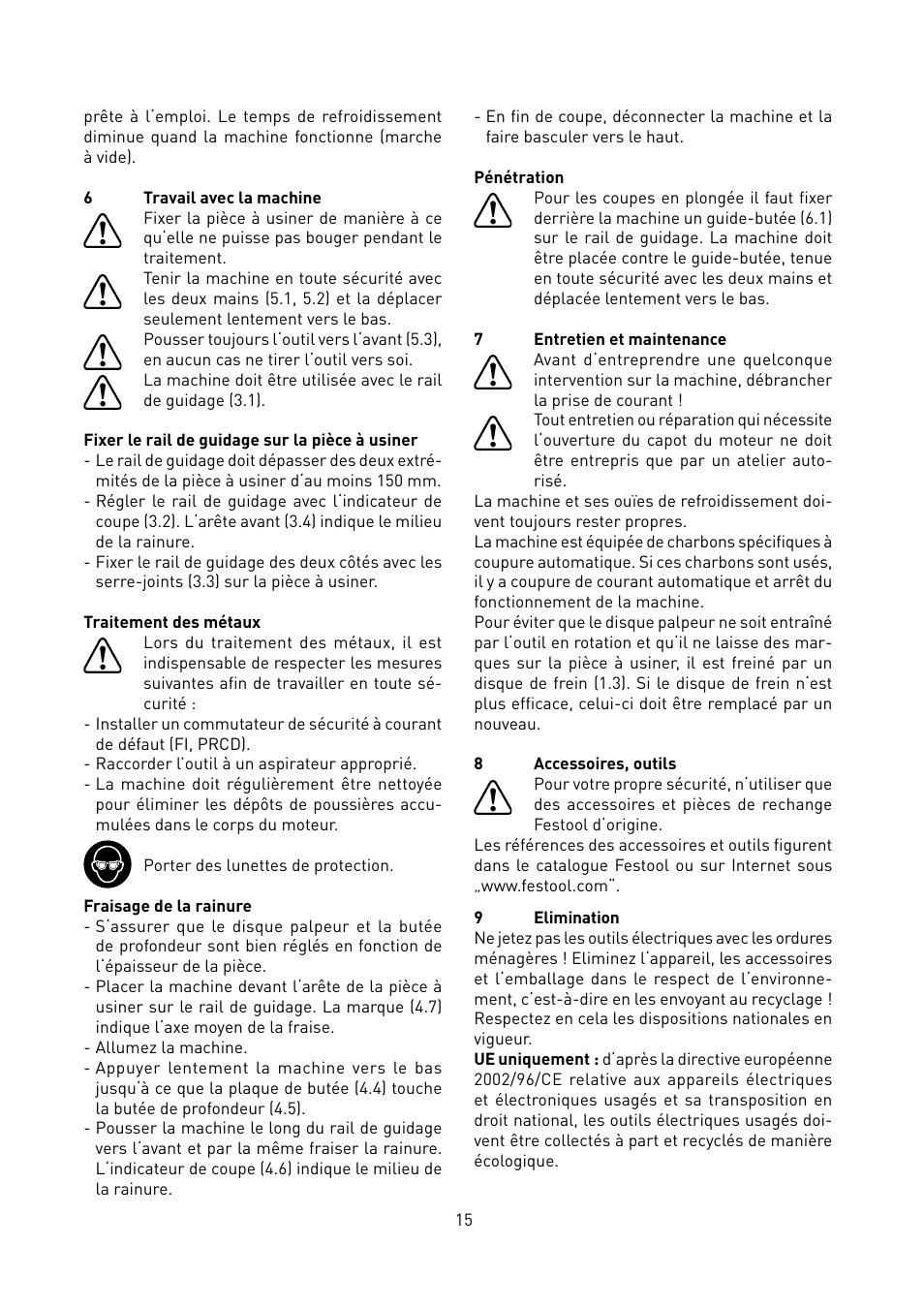 Festool PF 1200 E User Manual | Page 15 / 56