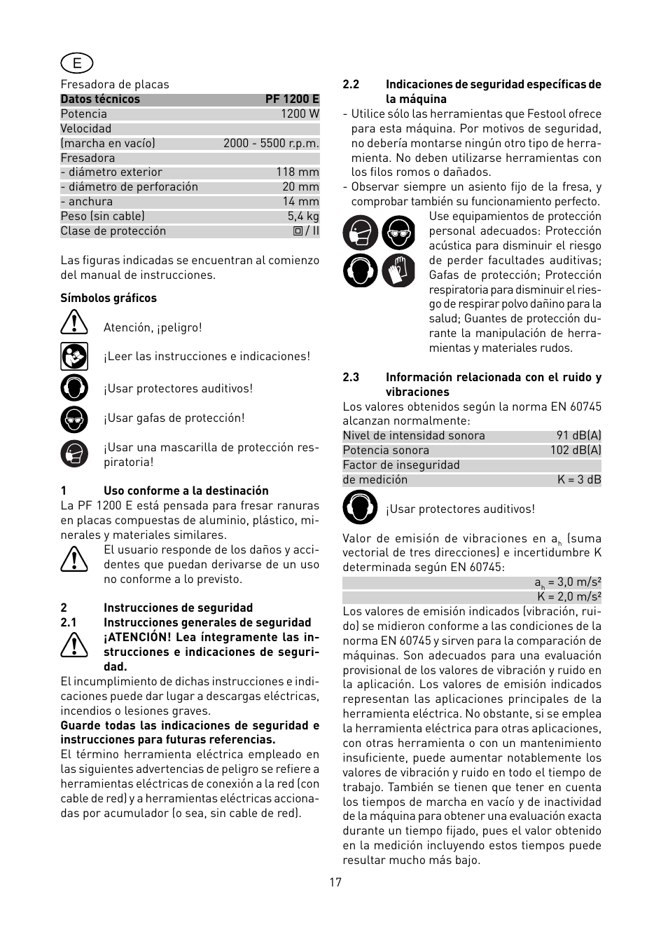 Festool PF 1200 E User Manual | Page 17 / 56