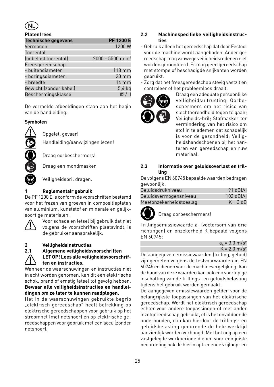Festool PF 1200 E User Manual | Page 25 / 56