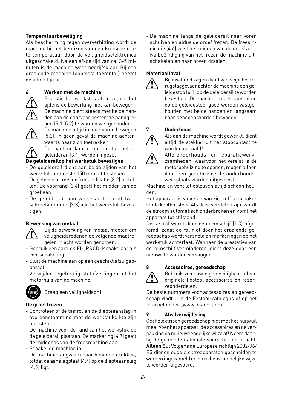 Festool PF 1200 E User Manual | Page 27 / 56
