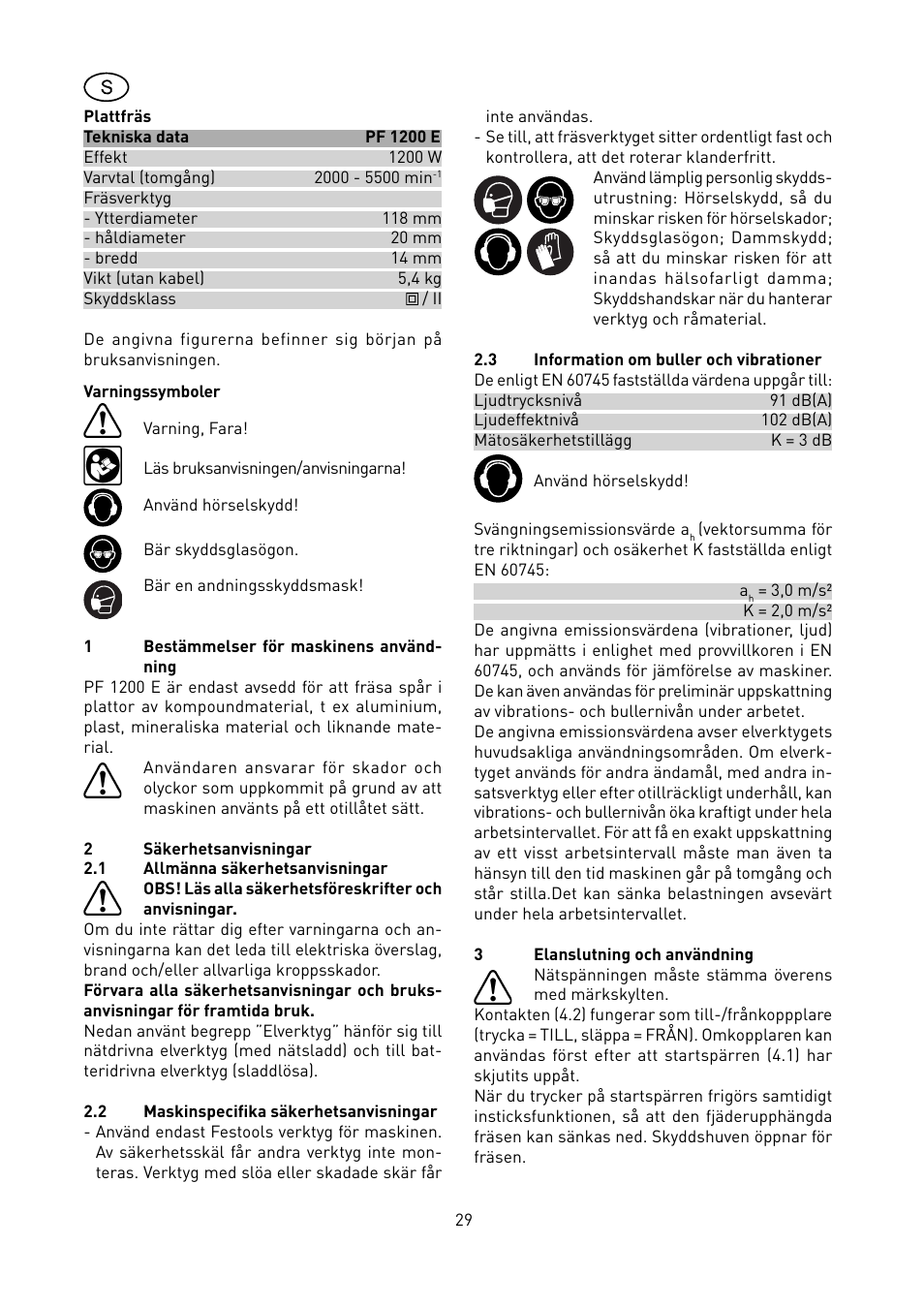 Festool PF 1200 E User Manual | Page 29 / 56