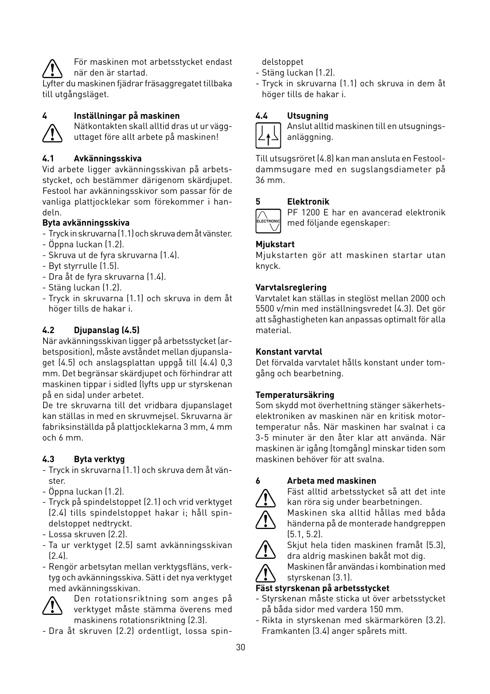 Festool PF 1200 E User Manual | Page 30 / 56