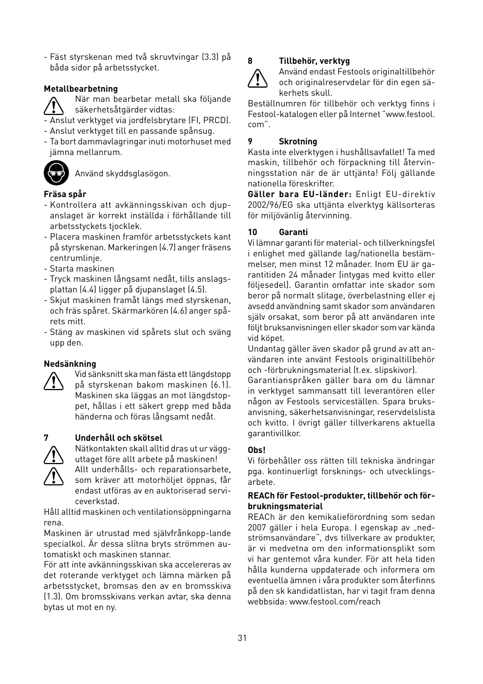 Festool PF 1200 E User Manual | Page 31 / 56