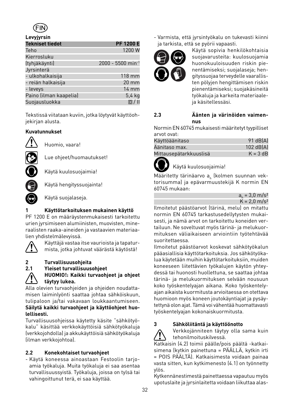 Festool PF 1200 E User Manual | Page 32 / 56