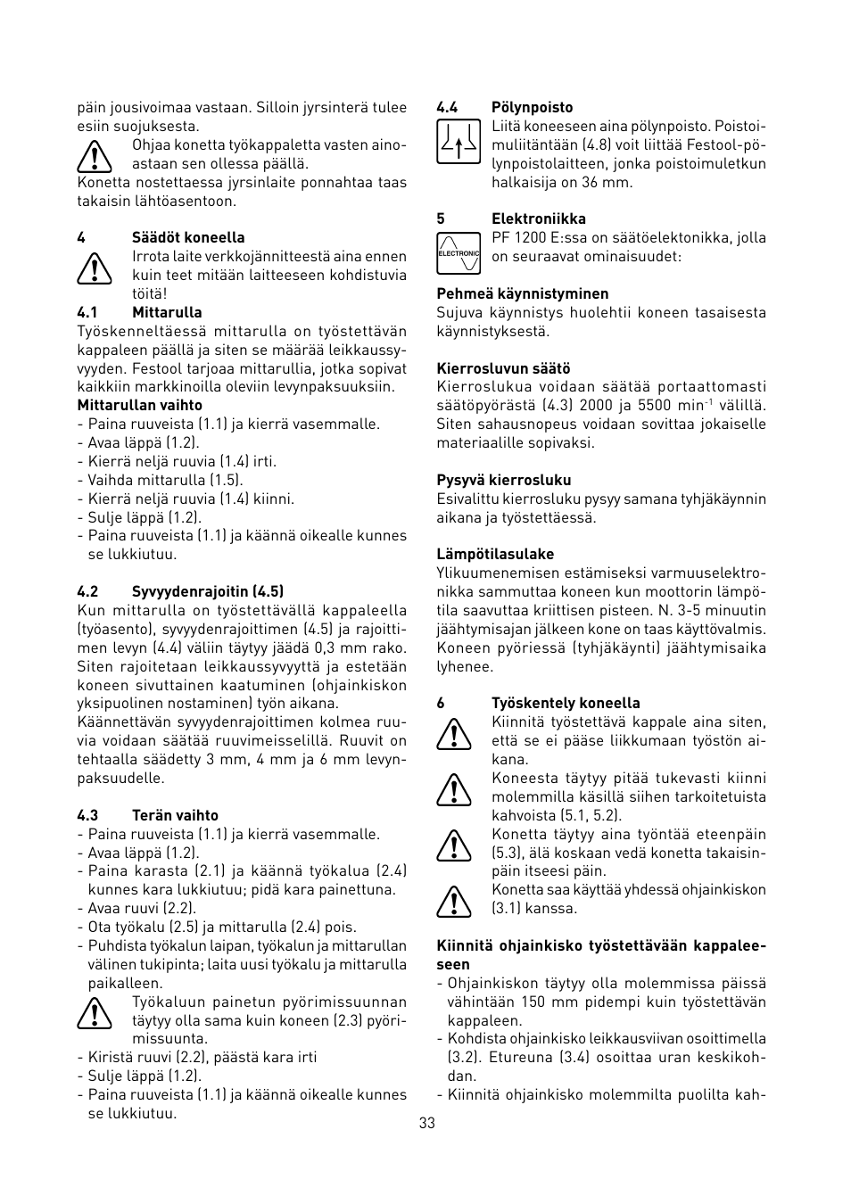 Festool PF 1200 E User Manual | Page 33 / 56