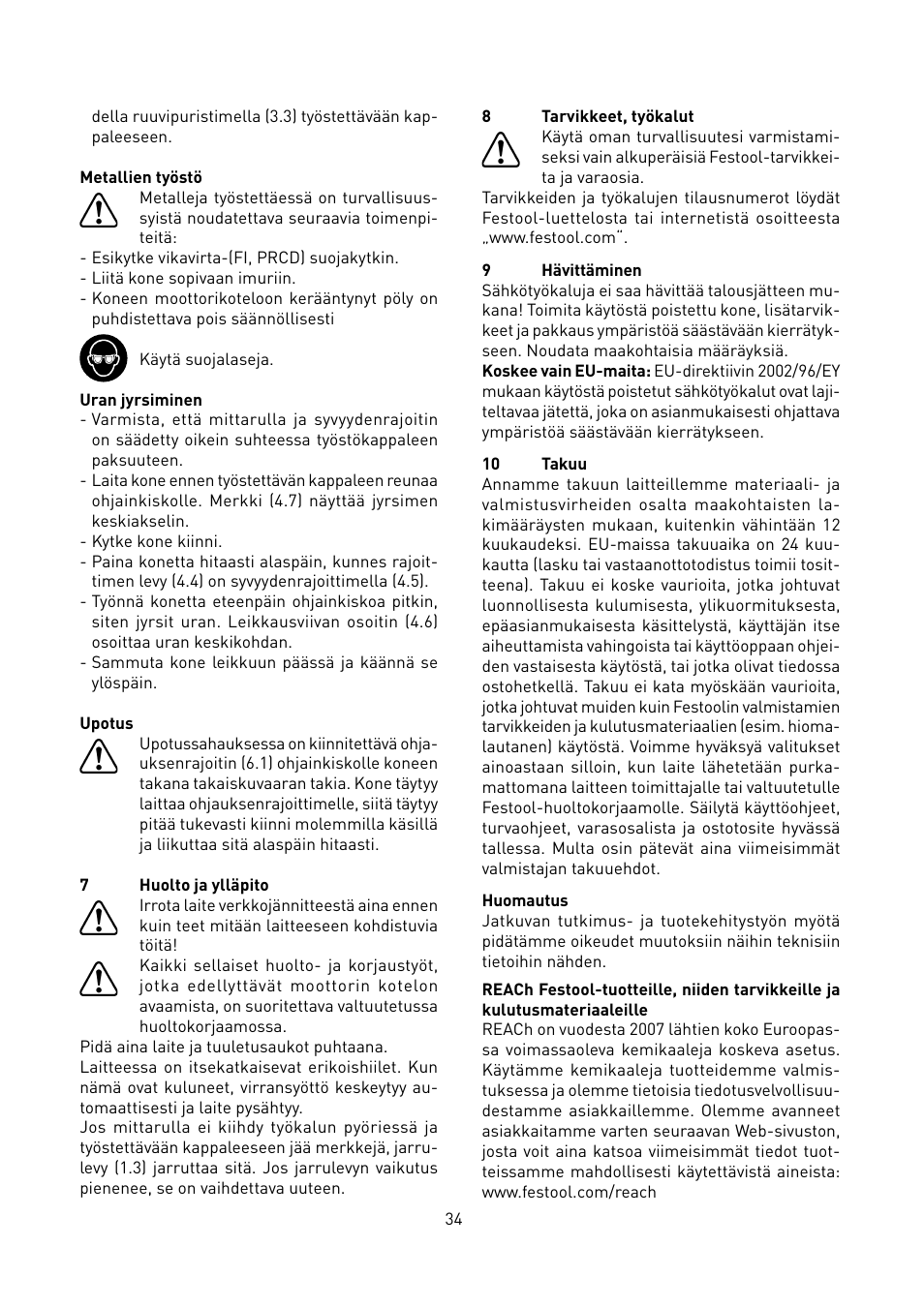 Festool PF 1200 E User Manual | Page 34 / 56
