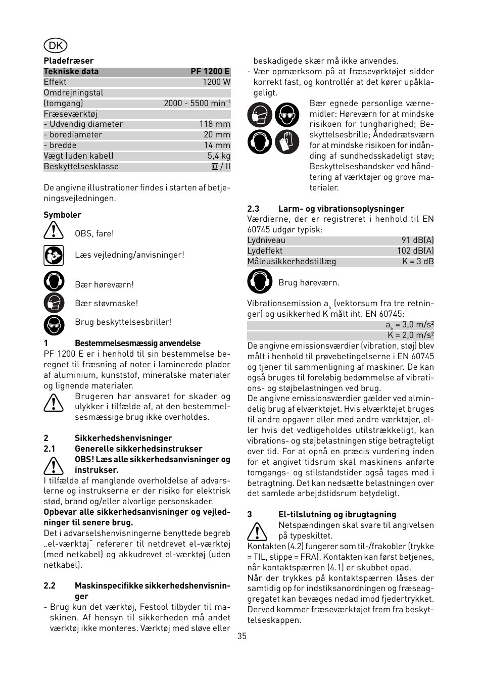 Festool PF 1200 E User Manual | Page 35 / 56