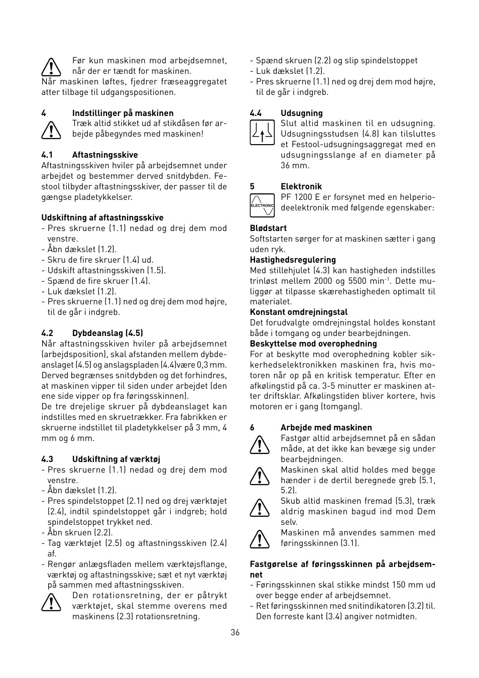 Festool PF 1200 E User Manual | Page 36 / 56