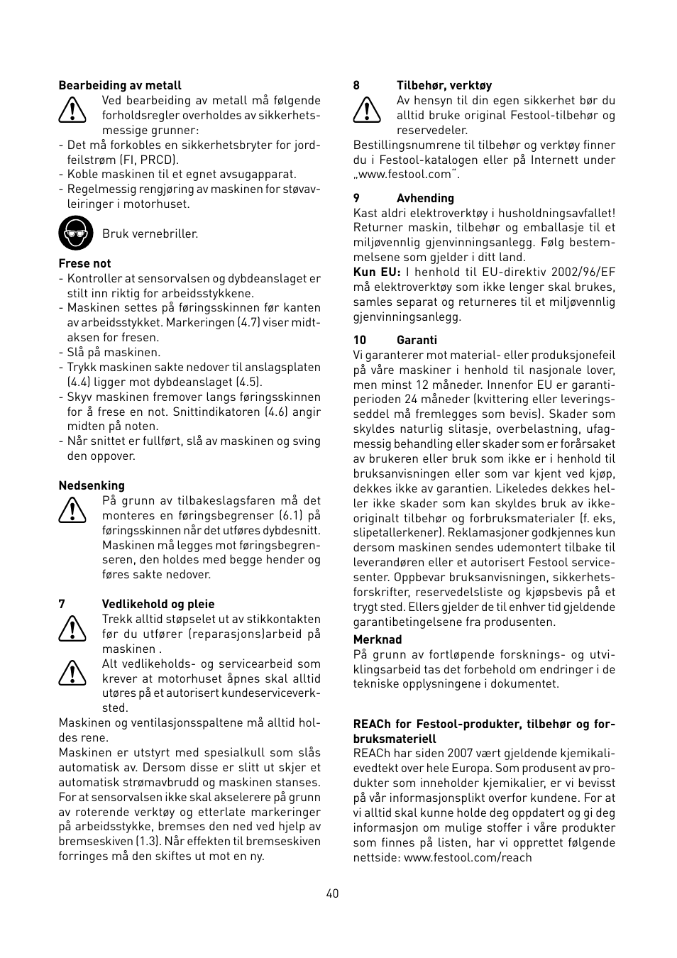 Festool PF 1200 E User Manual | Page 40 / 56