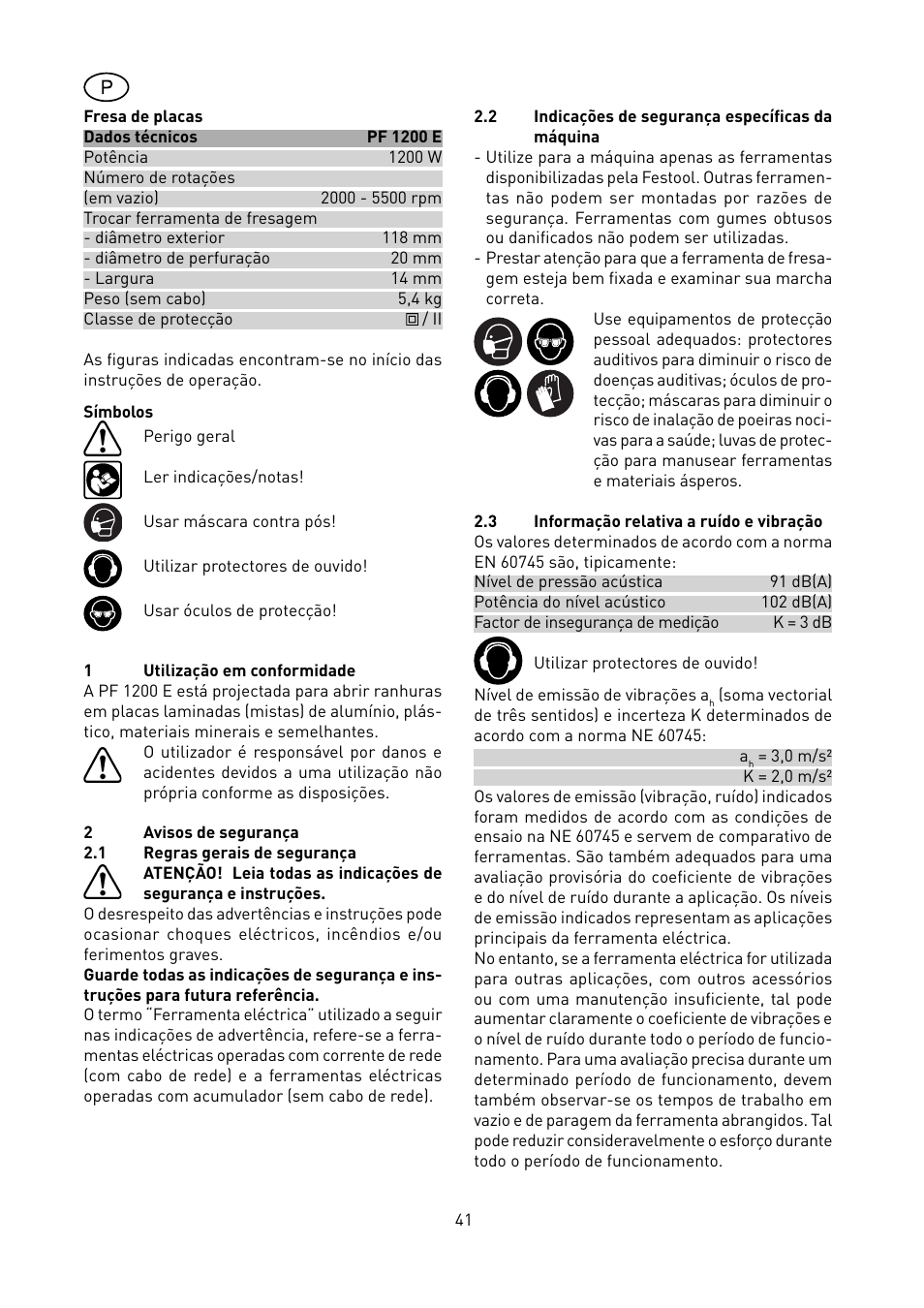 Festool PF 1200 E User Manual | Page 41 / 56