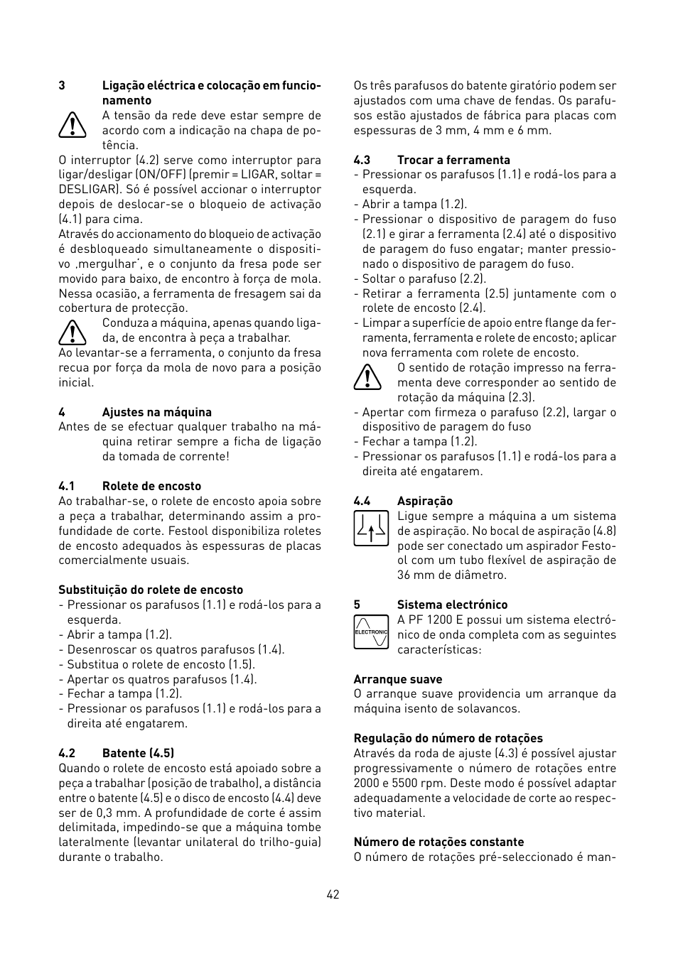 Festool PF 1200 E User Manual | Page 42 / 56