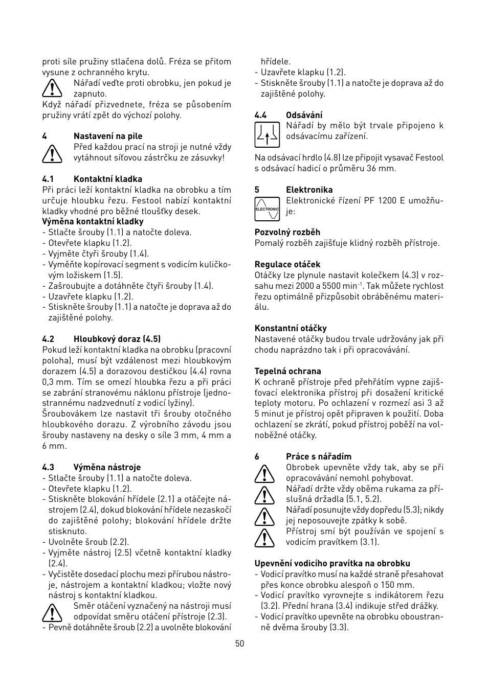 Festool PF 1200 E User Manual | Page 50 / 56