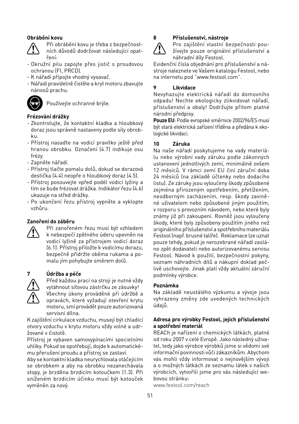 Festool PF 1200 E User Manual | Page 51 / 56