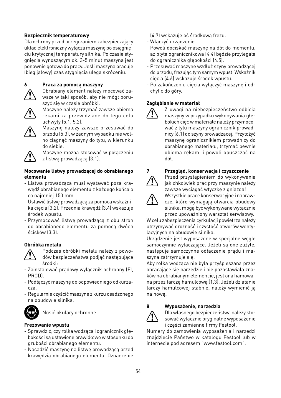 Festool PF 1200 E User Manual | Page 54 / 56