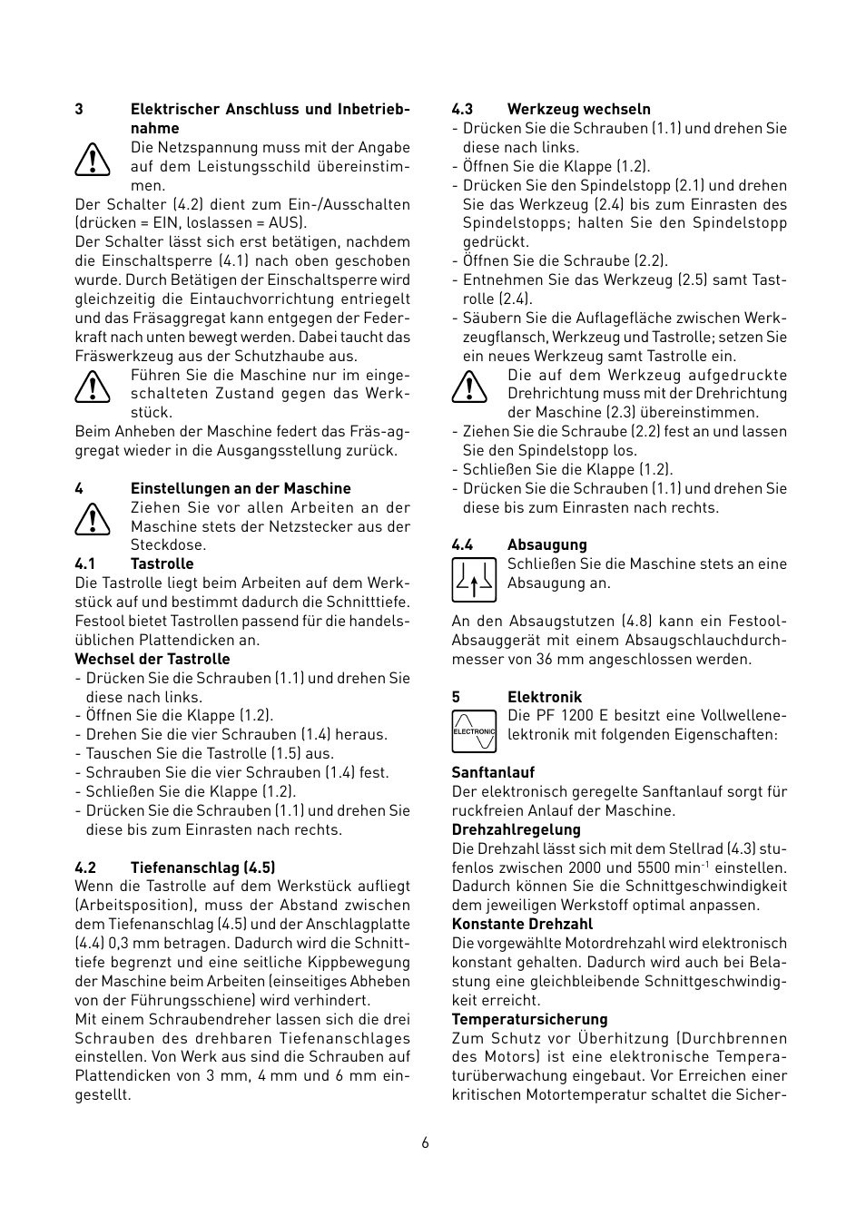 Festool PF 1200 E User Manual | Page 6 / 56