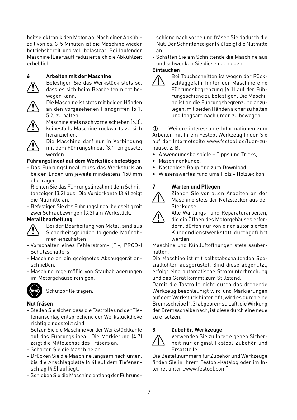 Festool PF 1200 E User Manual | Page 7 / 56