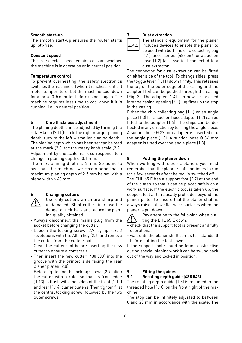 Festool EHL 65 E User Manual | Page 9 / 54