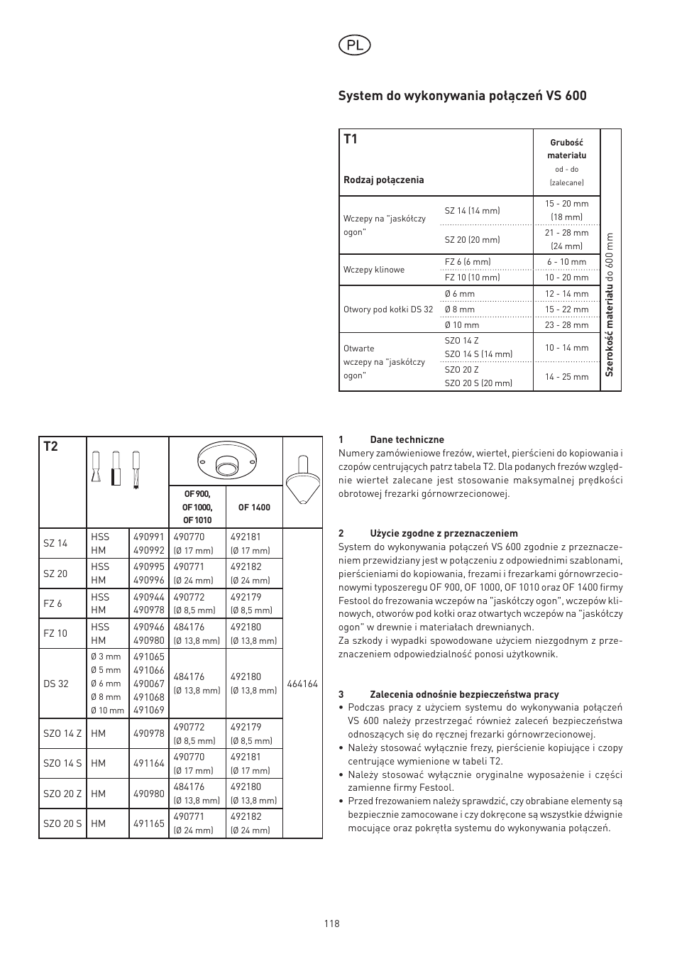 System do wykonywania połączeń vs 600 | Festool VS 600 accessories User Manual | Page 118 / 144