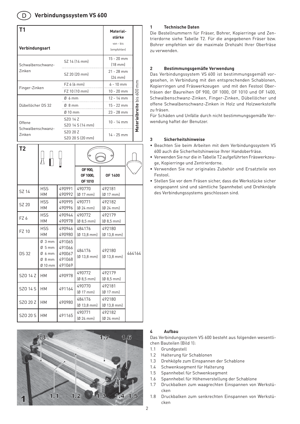 Verbindungssystem vs | Festool VS 600 accessories User Manual | Page 2 / 144