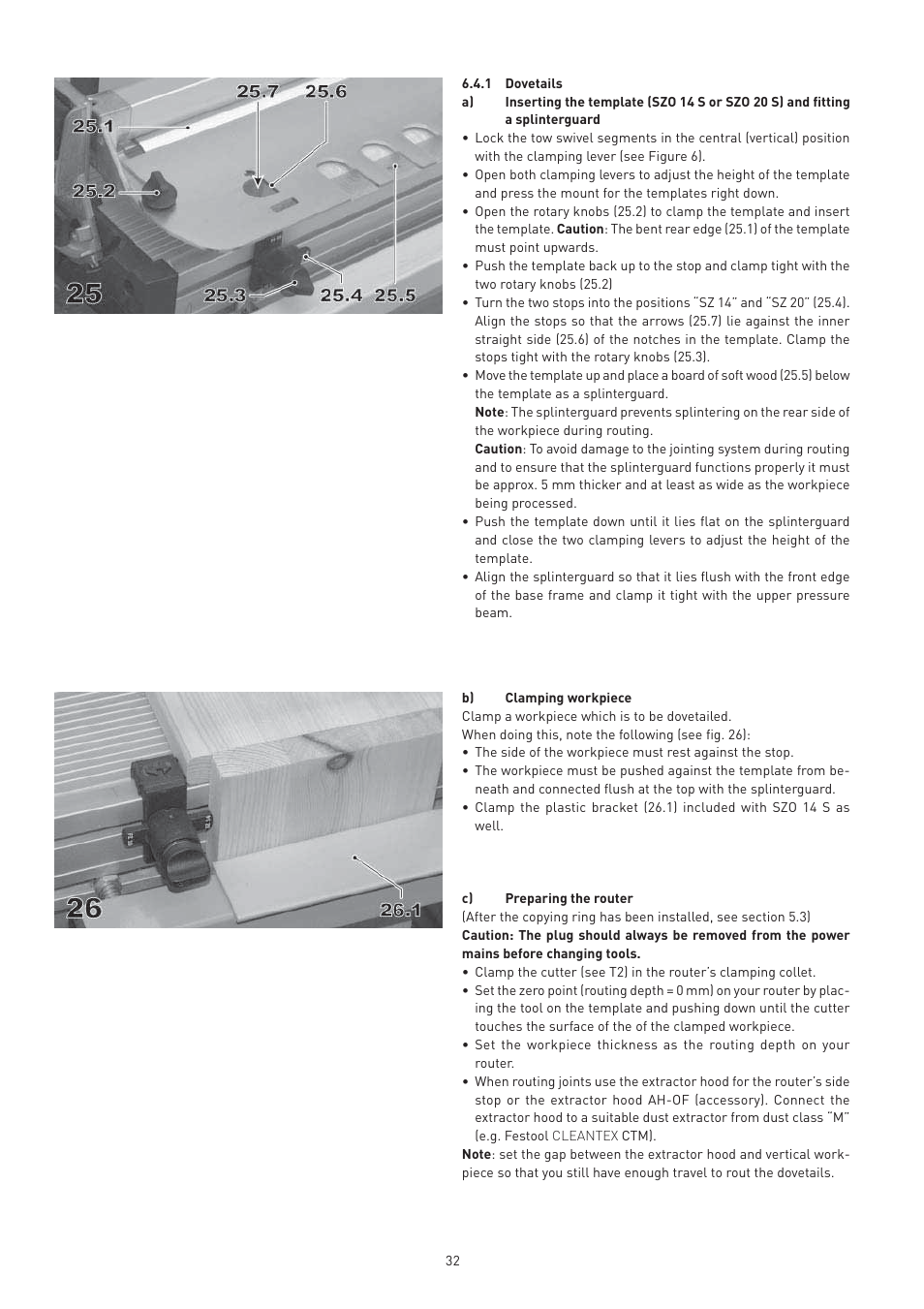 Festool VS 600 accessories User Manual | Page 32 / 144