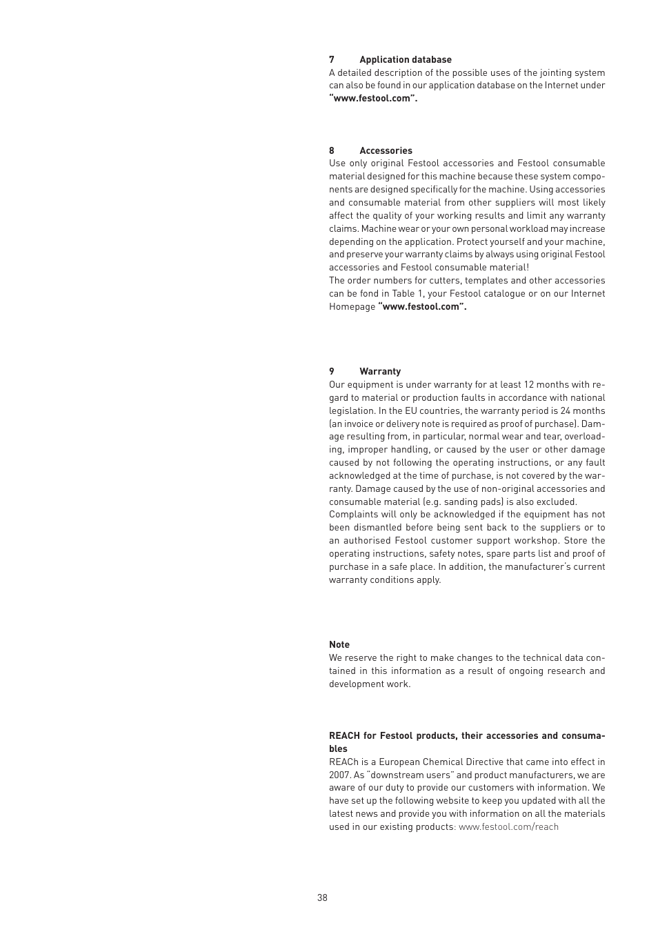 Festool VS 600 accessories User Manual | Page 38 / 144