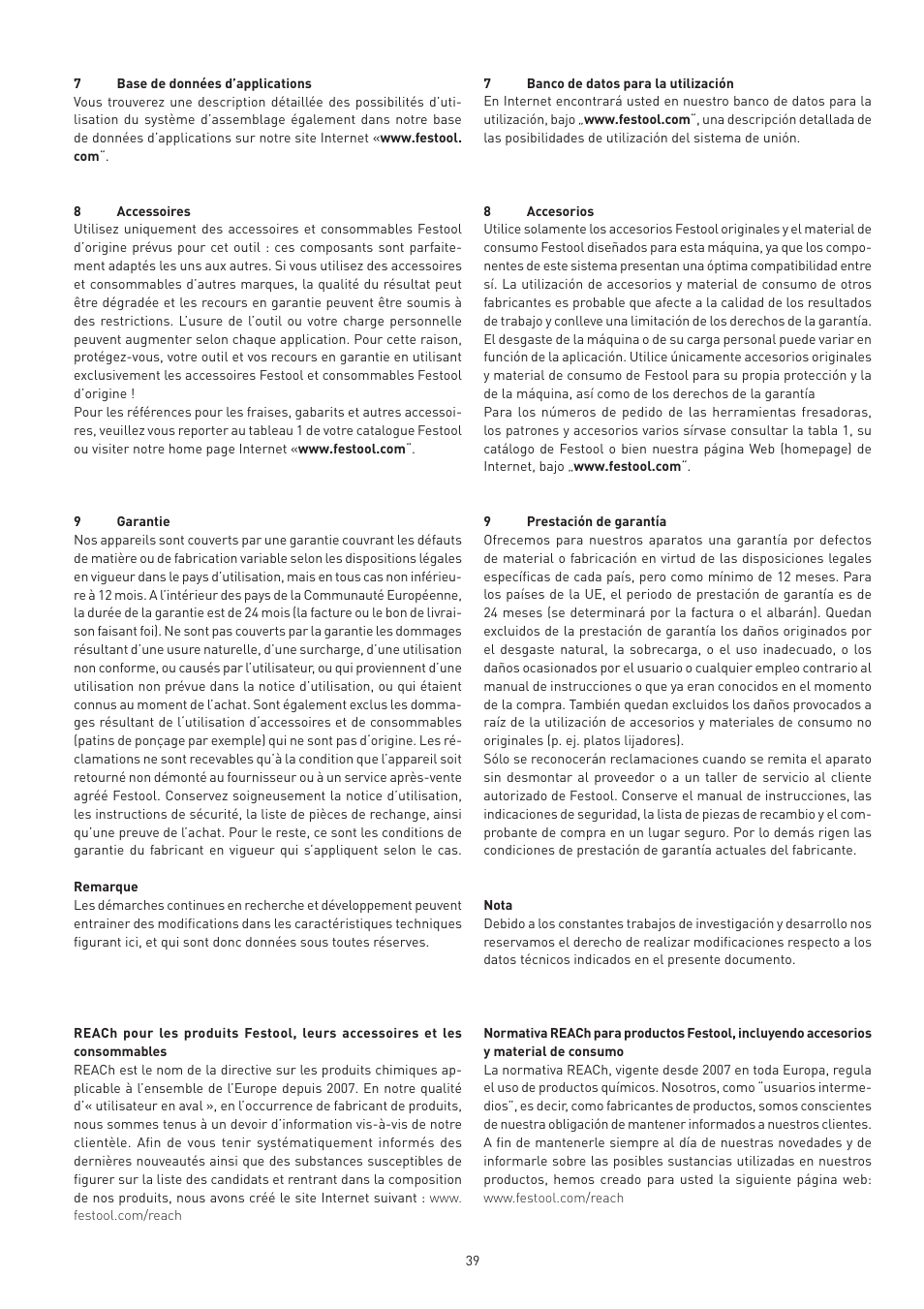 Festool VS 600 accessories User Manual | Page 39 / 144