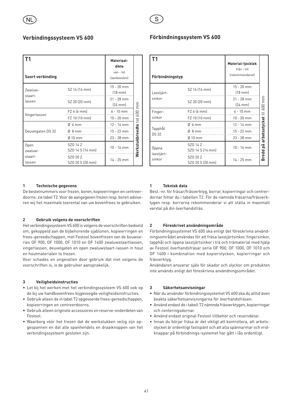 Festool VS 600 accessories User Manual | Page 41 / 144