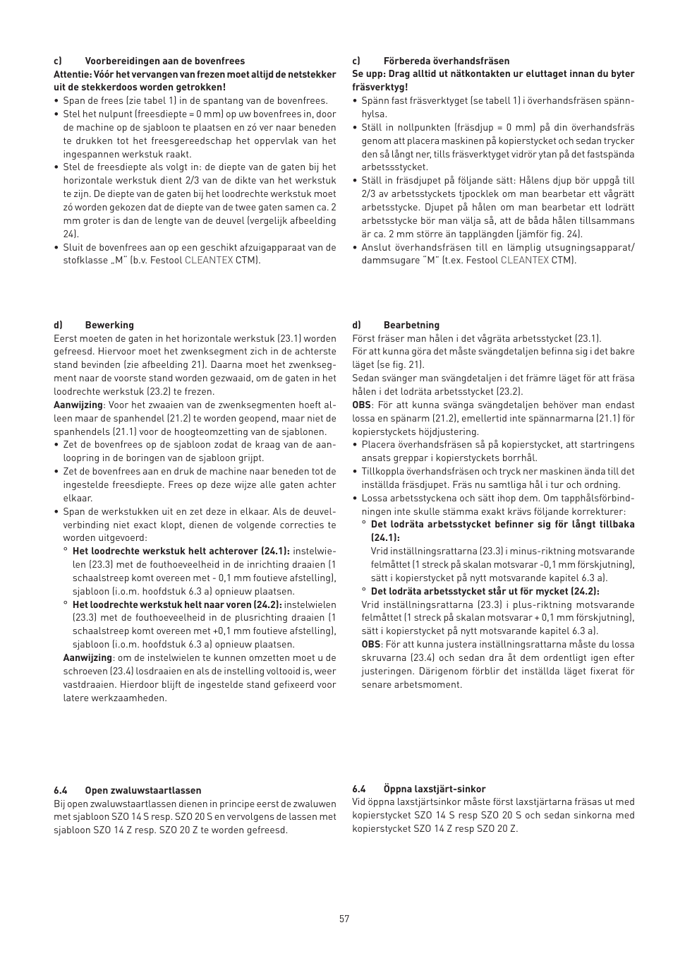 Festool VS 600 accessories User Manual | Page 57 / 144